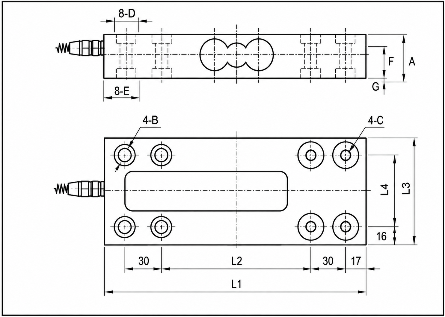 PA6348 Single Point Load Cell Dimension Diagram
