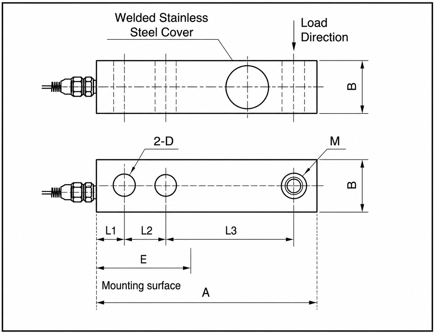 PA6140W Load Cell Dimension Diagram