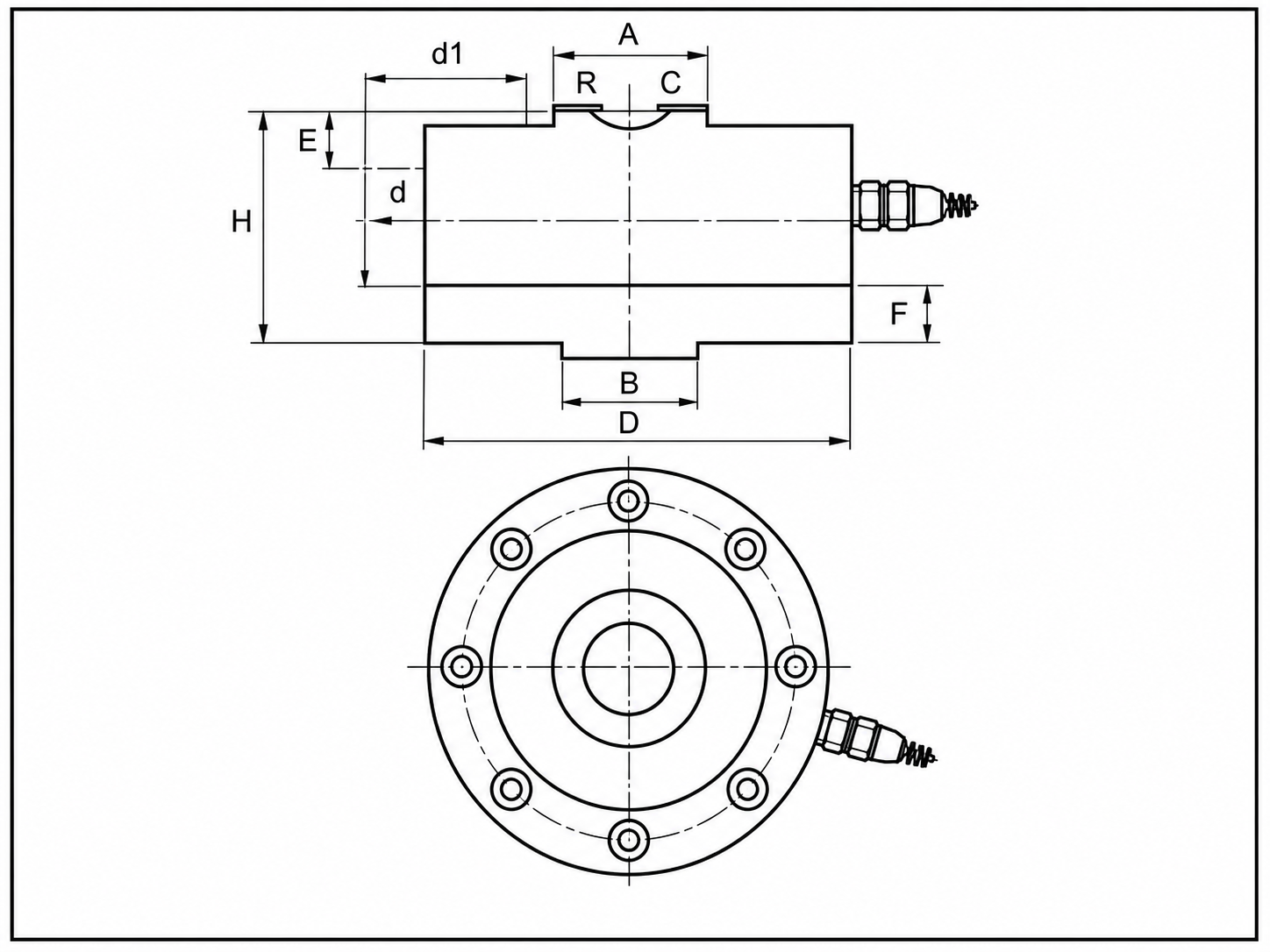 PA6180 Load Cell Dimension Diagram