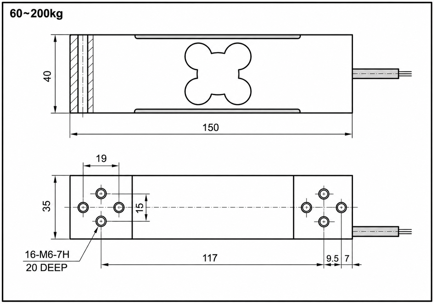 PA6340 Load Cell Dimension Diagram